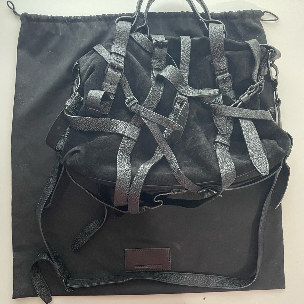 SOLD Alexander Wang rare Kirsten suede and leather tote bag satchel black strap - Picture 2 of 9
